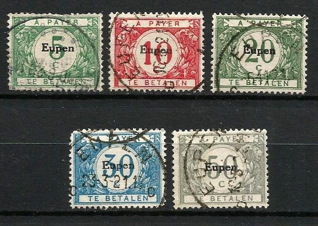 1920 Eupen strafportzegels OBP OC101/5, Postzegels en Munten, Met stempel, Ophalen of Verzenden, Gestempeld, Gestempeld