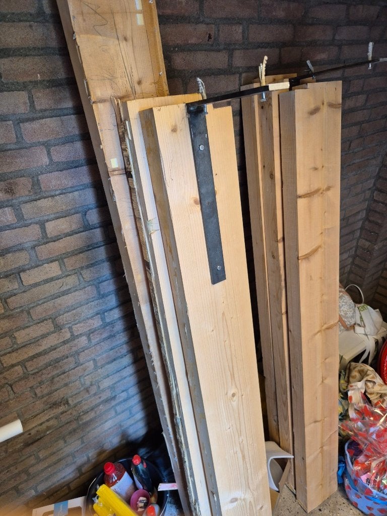 8x vuren houten balken 20cm dik, Verzenden, Gebruikt, Vuren, Balk
