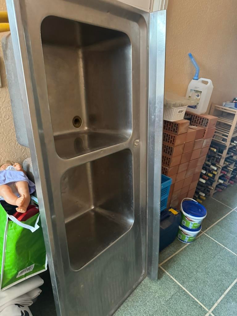 Dubbele gootsteen horeca, Huis en Inrichting, Keuken | Keukenelementen, Ophalen, Zo goed als nieuw
