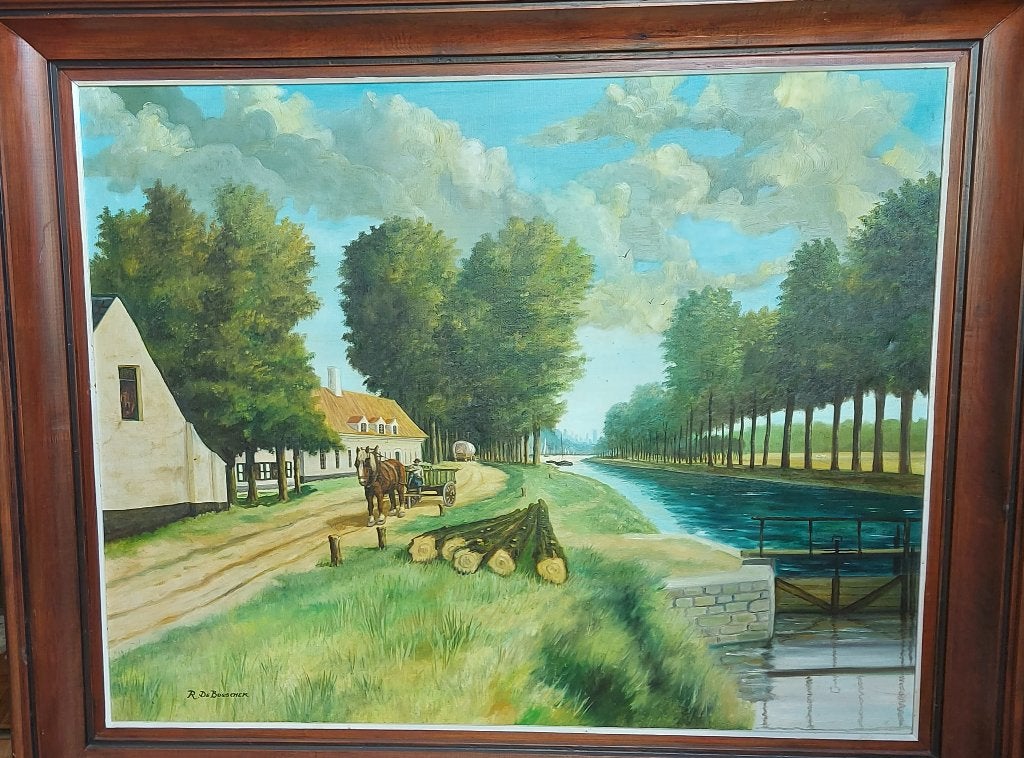 SCHILDERIJ, Peinture à l'huile, Paysage, Enlèvement, Réaliste