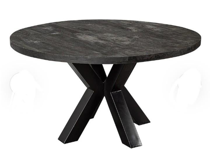 Eetkamertafel (150cm) in zwart mangohout, Huis en Inrichting, Ophalen, 150 tot 200 cm, Rond, Zo goed als nieuw