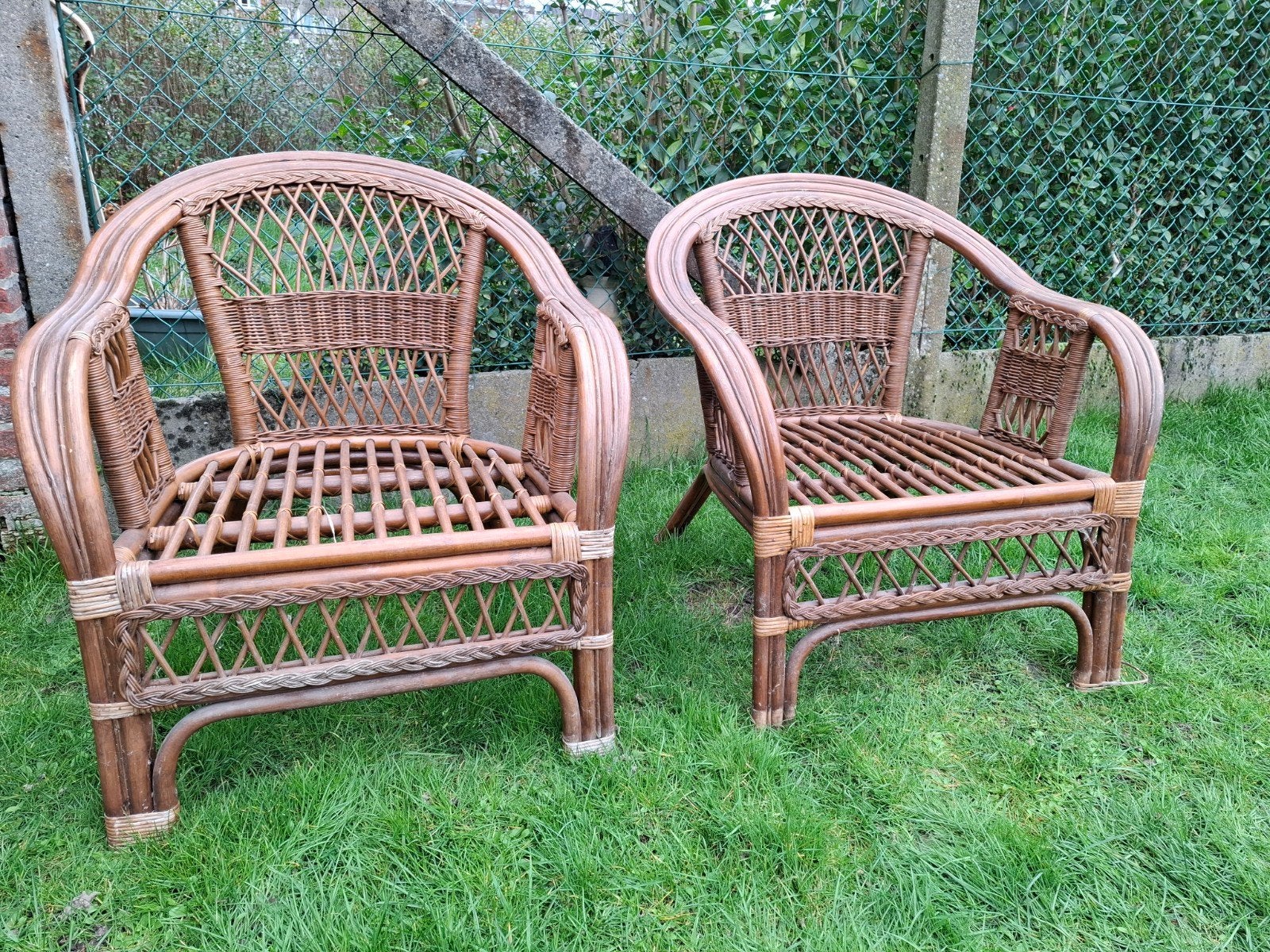 Rieten fauteuil van rotan, Tuin en Terras, Ophalen, Rotan