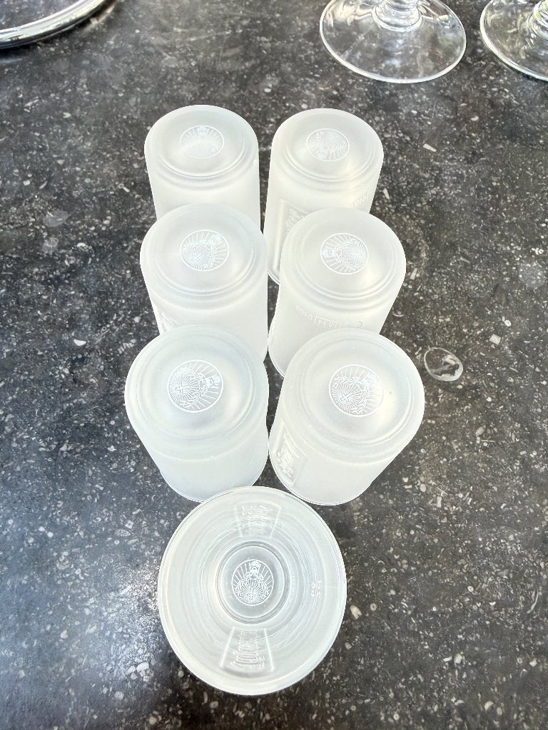 Jägermeister shotglaasjes - set van 7 - matglas, Ophalen