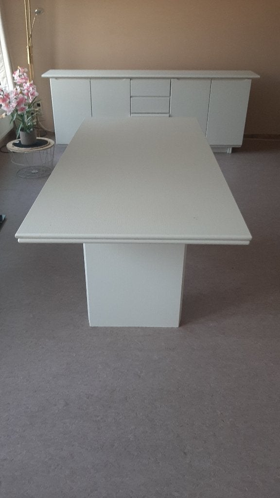 Mooie witte Tafel in heel goede staat, Ophalen, Zo goed als nieuw, Rechthoekig, Overige houtsoorten