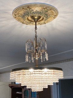kristallen kroonluchter, Huis en Inrichting, Lampen | Kroonluchters, Ophalen, Gebruikt, Natuurlijk materiaal