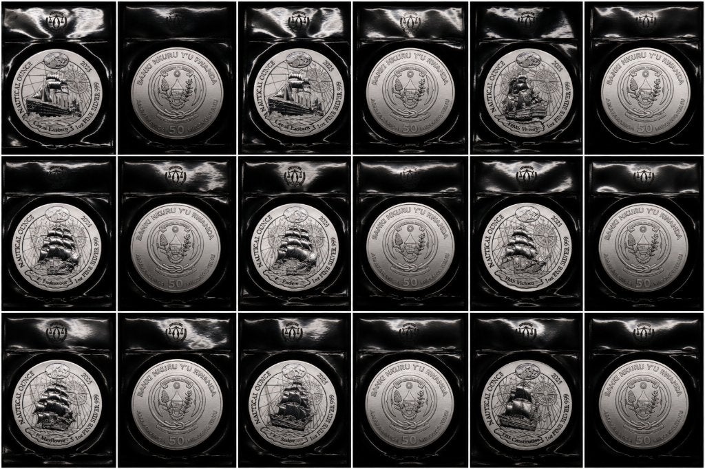 Pièces Rwanda Nautical 1oz Silver/Argent/Zilver, Ophalen of Verzenden, Overige landen, Setje, Zilver