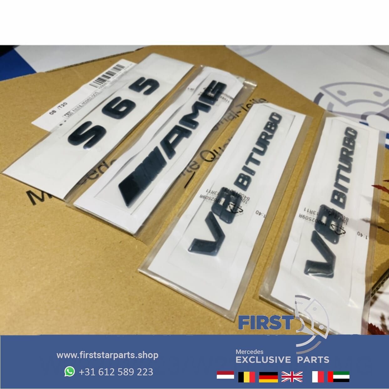 W221 W222 W223 W217 S65 AMG LOGO SET ZWART EMBLEMEN S 65 KLA, Gebruikt, -, Ophalen of Verzenden, -