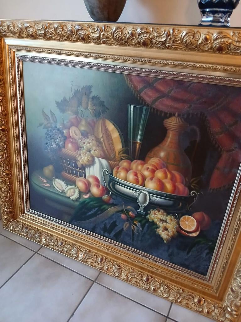 gesigneerd (R. Huerta). Groot olieverfschilderij – Stilleven, Ophalen