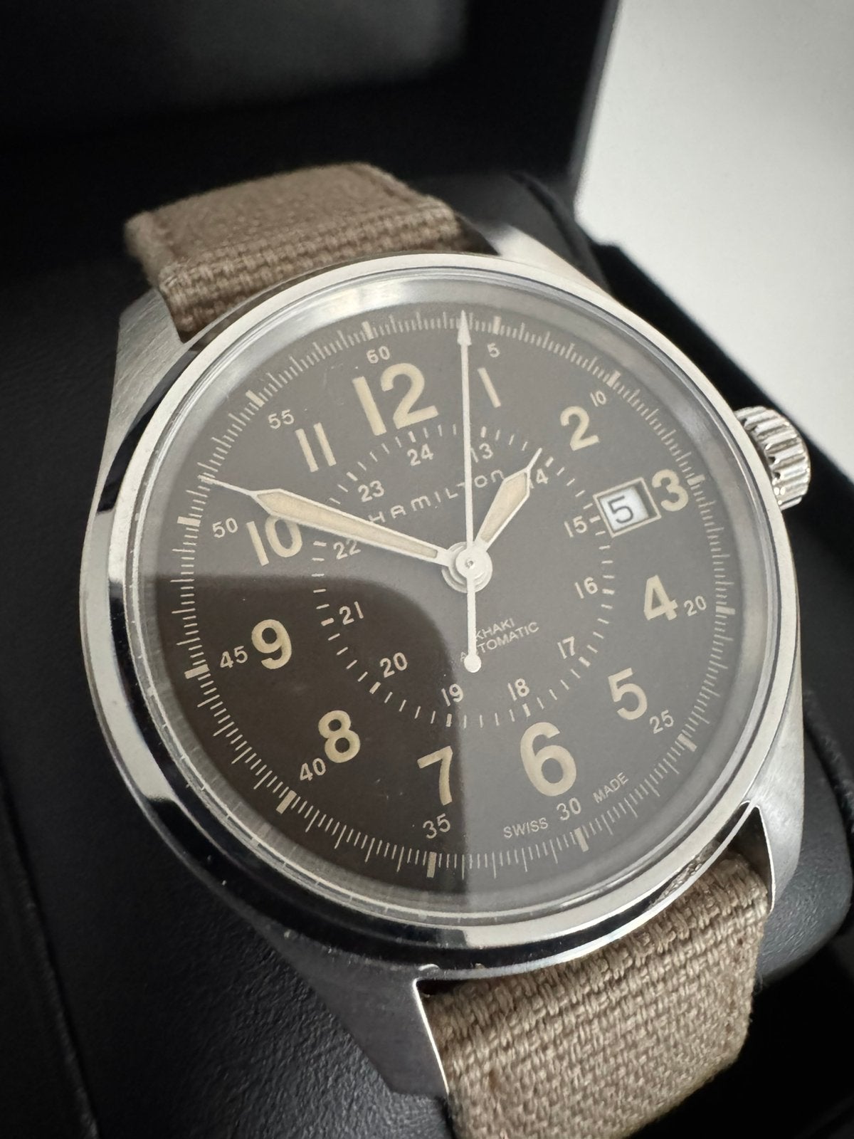 Hamilton Khali Field automatisch horloge, Ophalen of Verzenden, Zo goed als nieuw, Staal, Staal