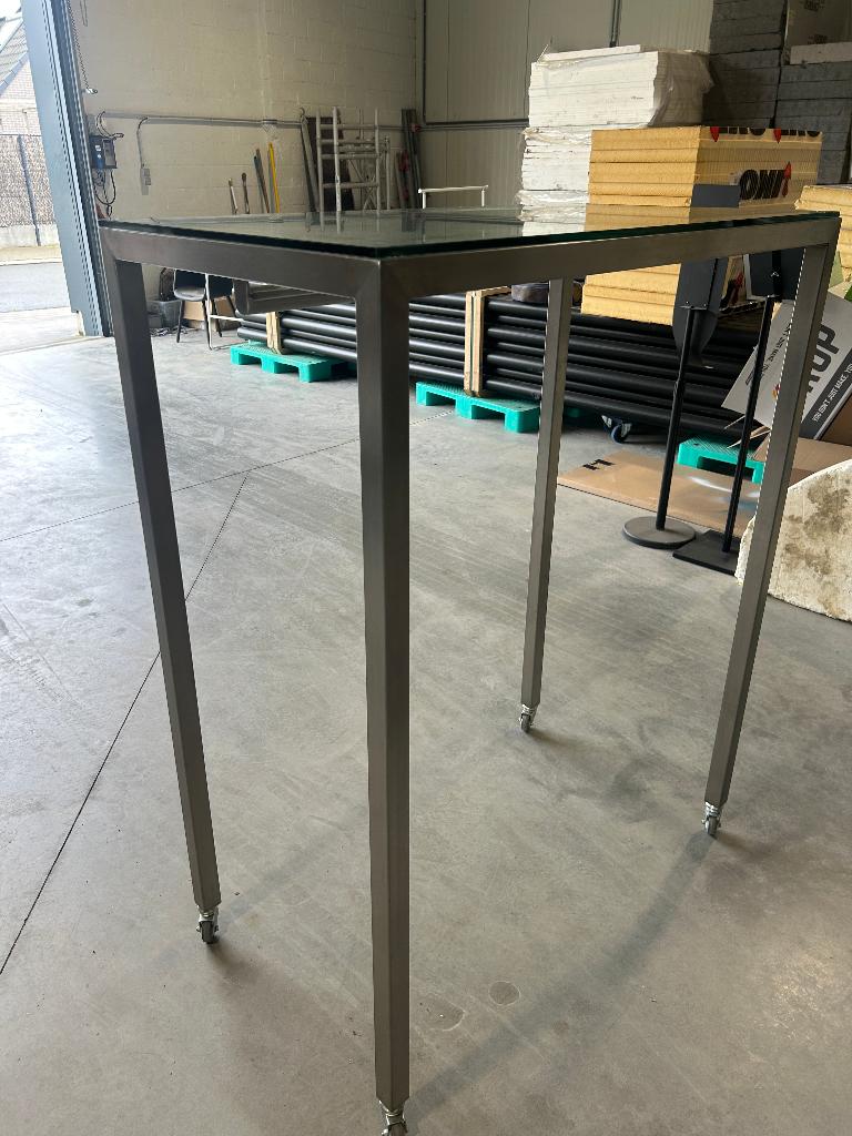 kledijrek inox met glas, Ophalen, Met wielen, Zo goed als nieuw