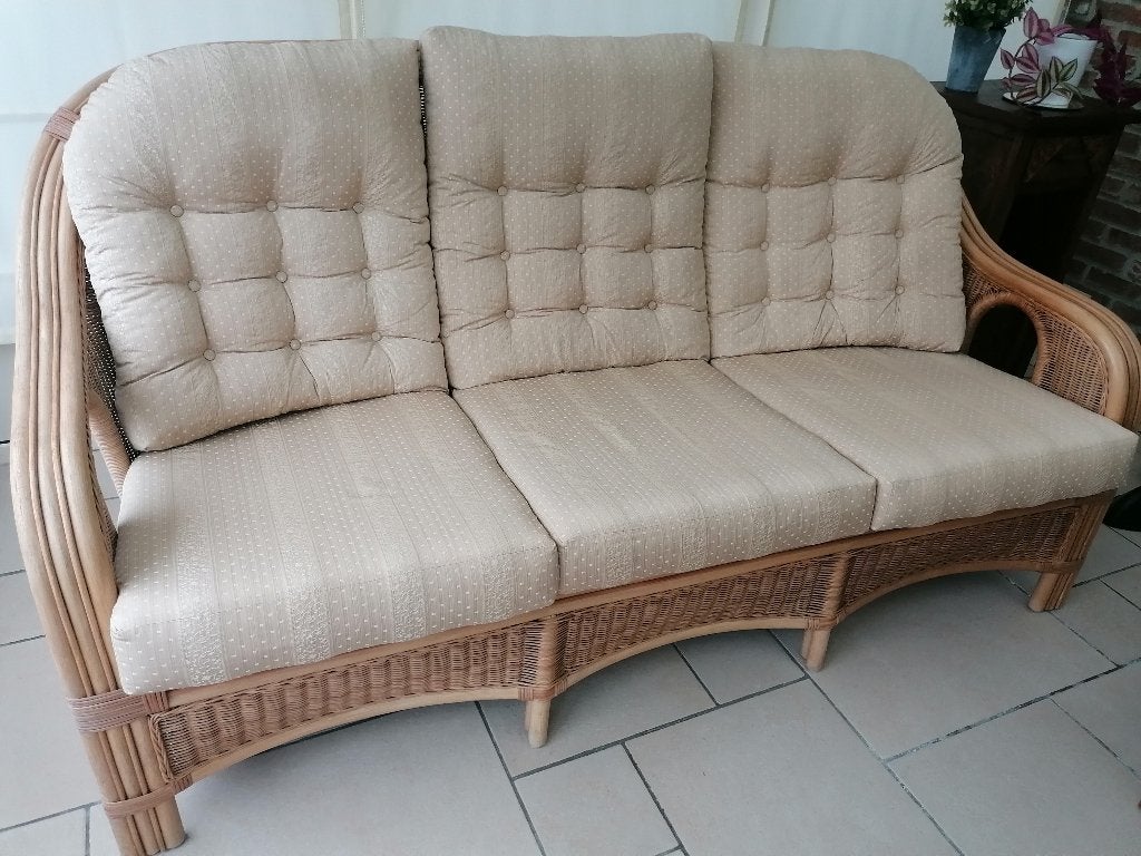 rotan 3 zit zetel, Huis en Inrichting, Ophalen, 150 tot 200 cm, Driepersoons, Zo goed als nieuw