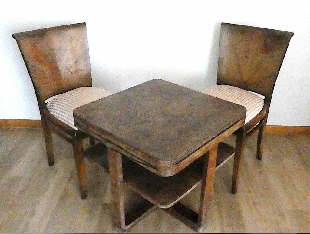 tafel bijzettafel  met 2 stoelen antiek, Antiek en Kunst, Ophalen
