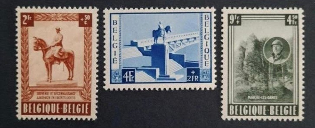 België: OBP 938/40 ** Monument Koning Albert I 1954, Postzegels en Munten, Koninklijk huis, Orginele gom, Ophalen of Verzenden