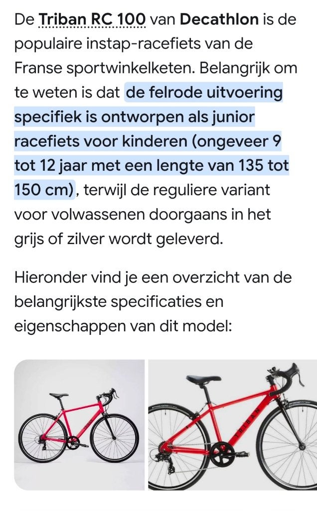 Fiets RC 100 Triban rood Decathlon model 2024, Minder dan 10 versnellingen, 26 inch, Heren, Zo goed als nieuw