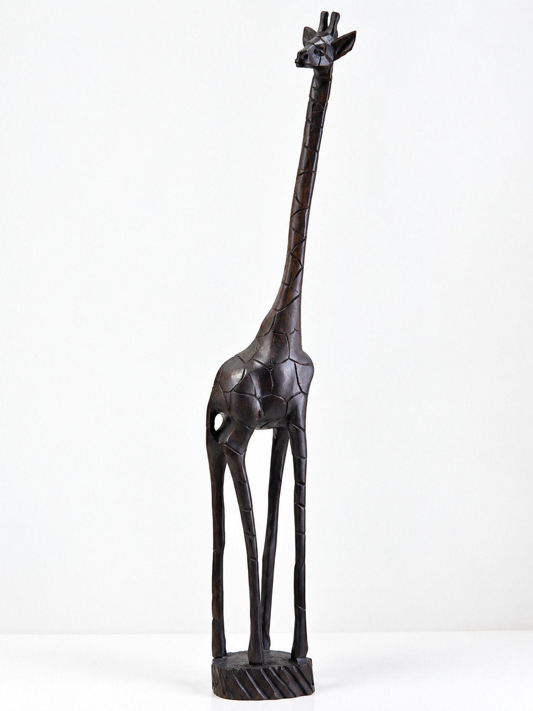 Vintage handgesneden houten giraf – Afrikaanse houtsnijwerk, Statue, Bois, Enlèvement ou Envoi, Fait main