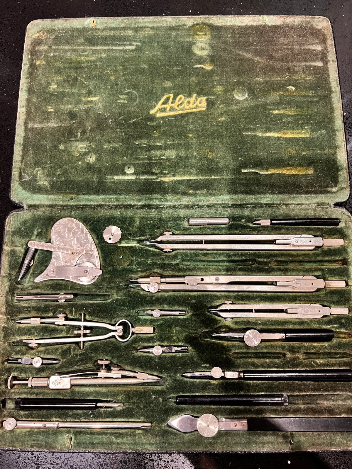 Coffret vintage dessins techniques compas Alda, Antiquités & Art, Enlèvement ou Envoi