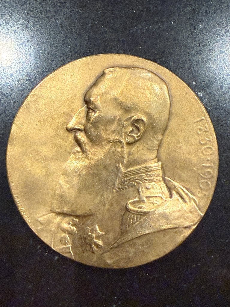 Zware Brons Medaille Leopold II 1905 - G. Devreese, Postzegels en Munten, Ophalen of Verzenden, Brons