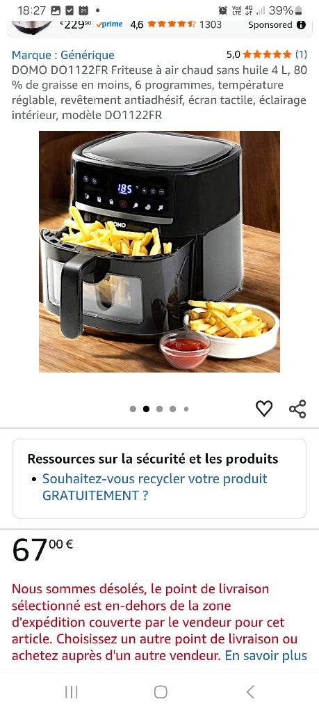 Airfryer, Elektronische apparatuur, Ophalen, Nieuw