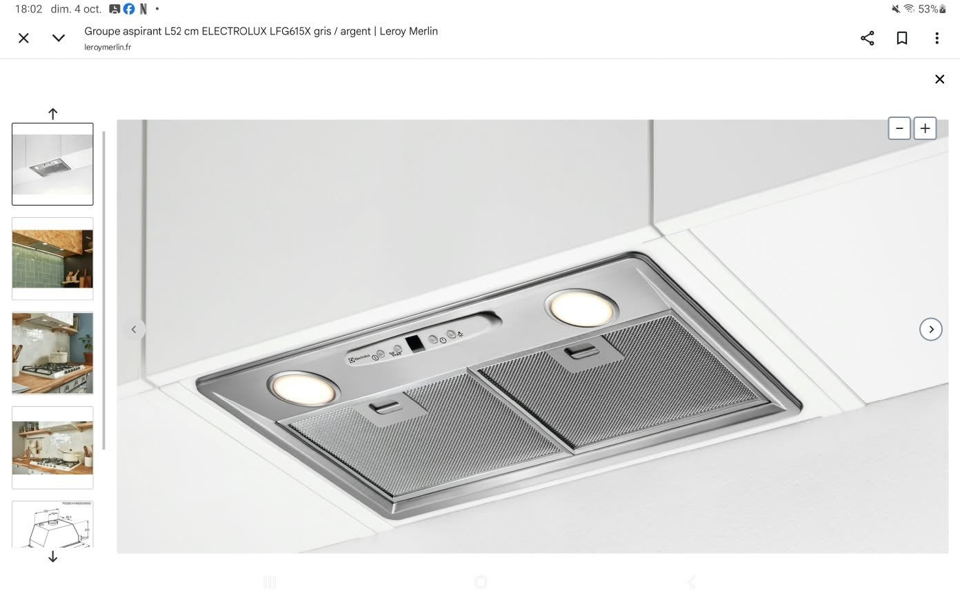 Electrolux LFG615W, Electroménager, Enlèvement, Neuf, Encastré, Hotte sous-encastrable