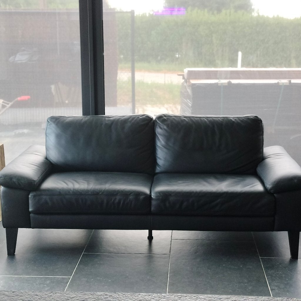 zwart lederen salon, Ophalen, Zo goed als nieuw, Leer