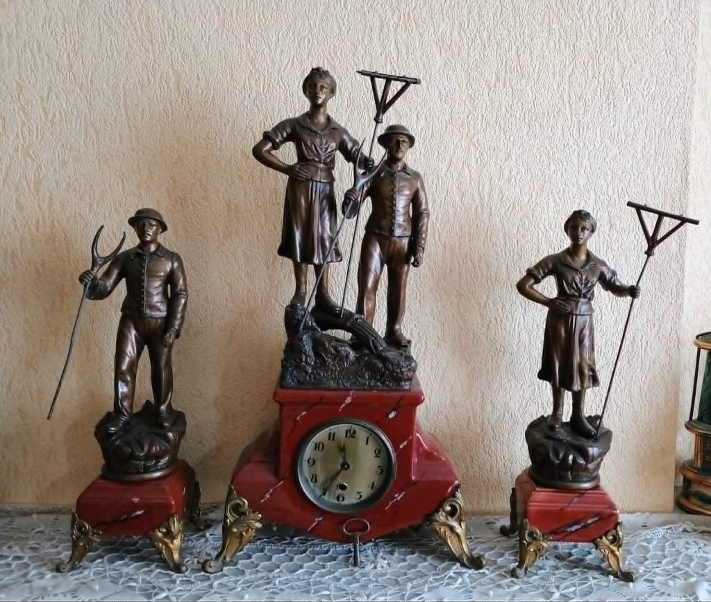 Ancienne garniture de cheminée (régule) - Paysans, Antiquités & Art, Enlèvement