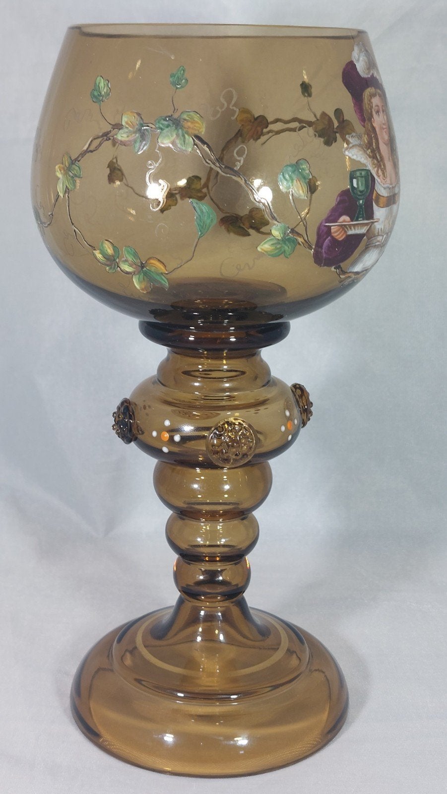 Antieke Duitse Römer  Wijnglas   Handgeschilderd ca.1890, Antiek en Kunst, Ophalen of Verzenden