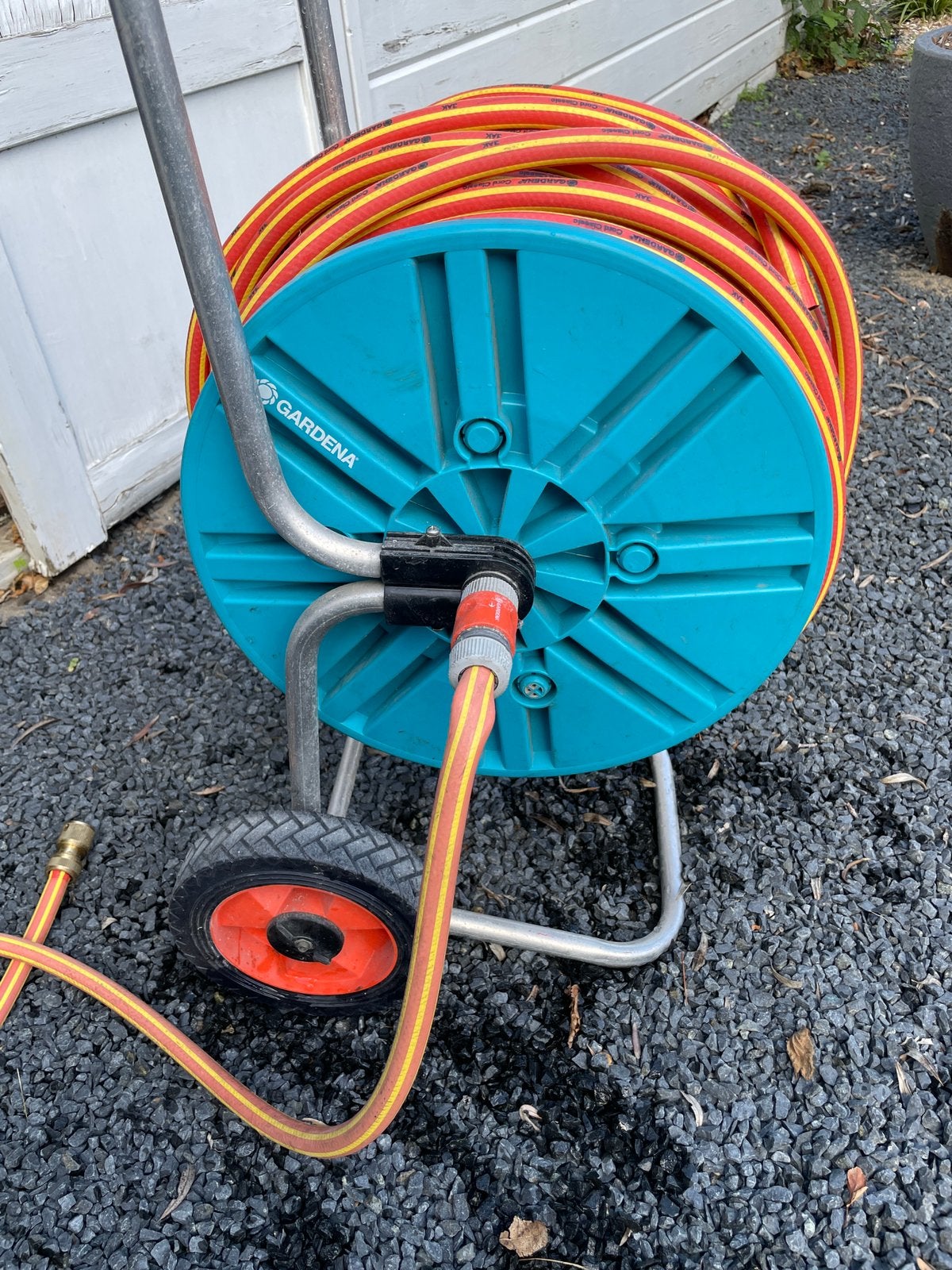 Gardena tuinslang met wagen 40 meter, Jardin & Terrasse, Enlèvement, Utilisé, Tuyau d'arrosage