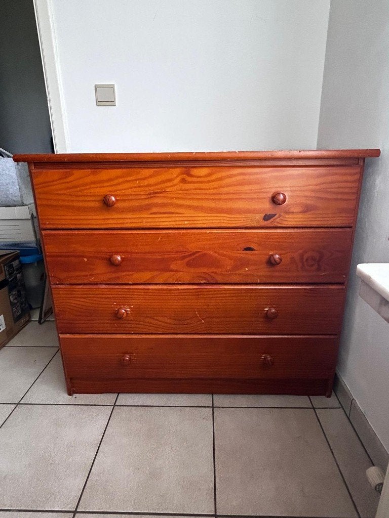 Bruine kast, 3 ou 4 tiroirs, Moins de 100 cm, Enlèvement, Utilisé