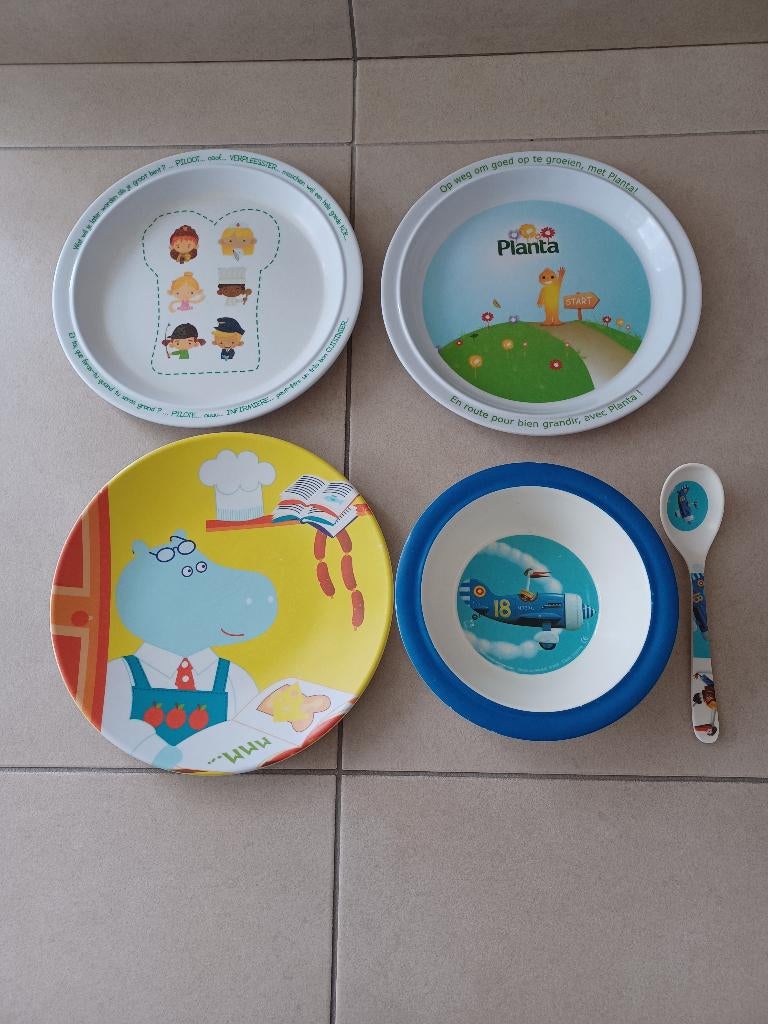 4 mepal kinderborden + lepel, Kinderen en Baby's, Ophalen