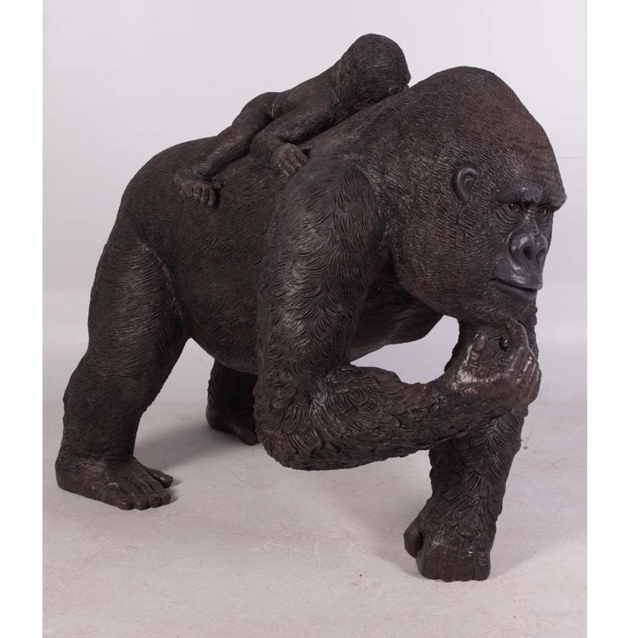 Statue de singe de 98 cm - Gorille avec son petit, Enlèvement, Neuf