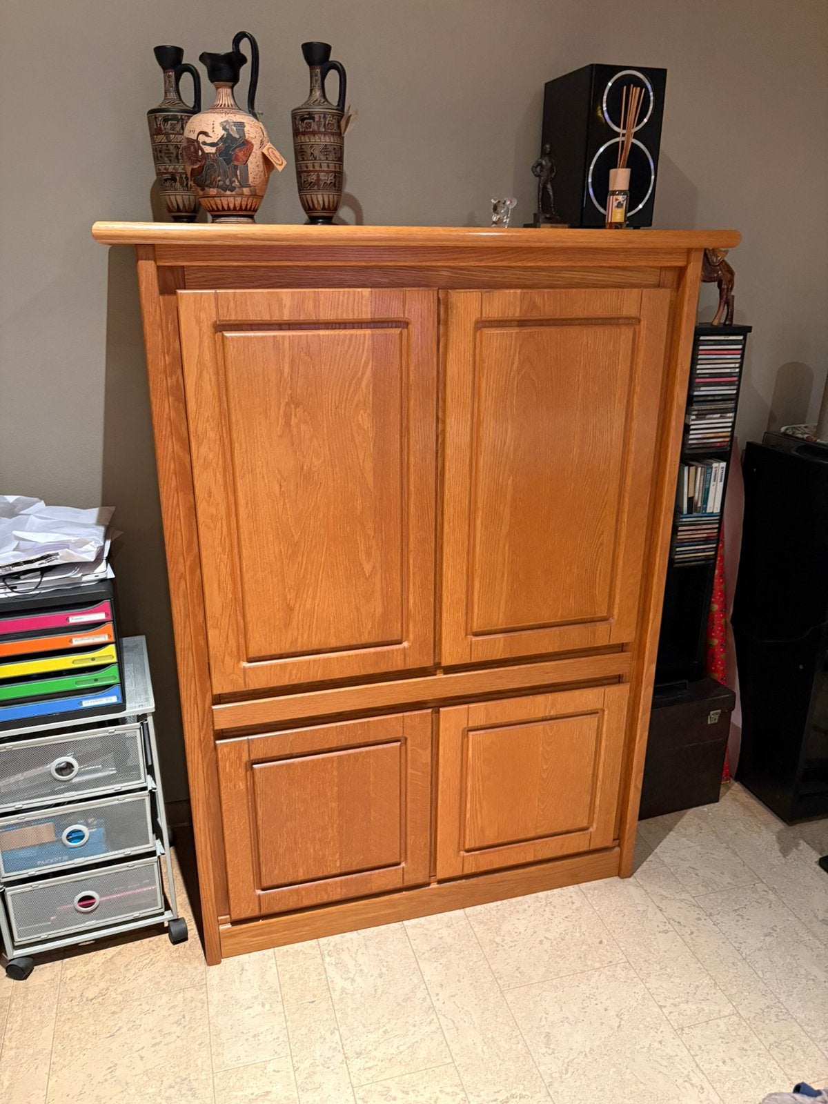 Inboedel eikenhout tafel - kasten - stoelen, Ophalen, Gebruikt, Eikenhout