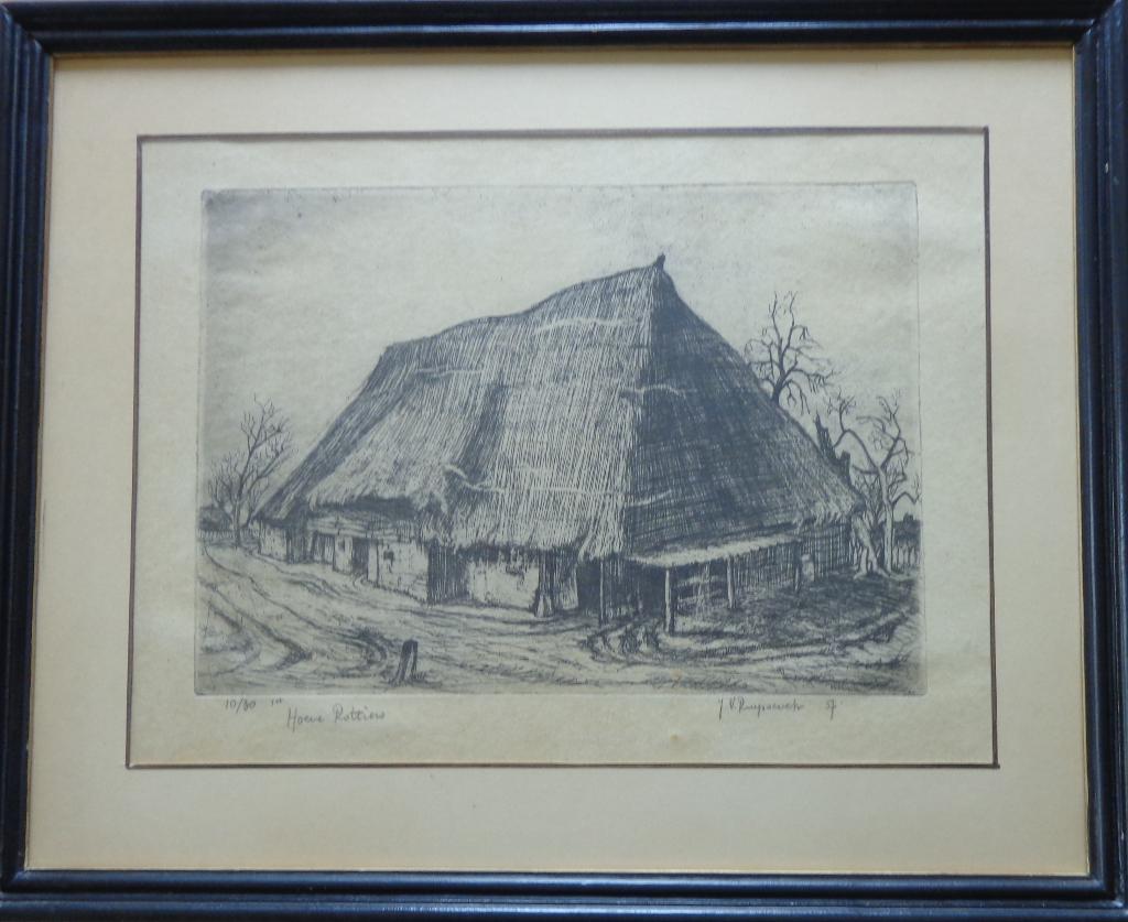 JOZEF VAN RUYSSEVELT / HOEVE ROTTIERS / ETS / 43x53cm KADER, Ophalen of Verzenden