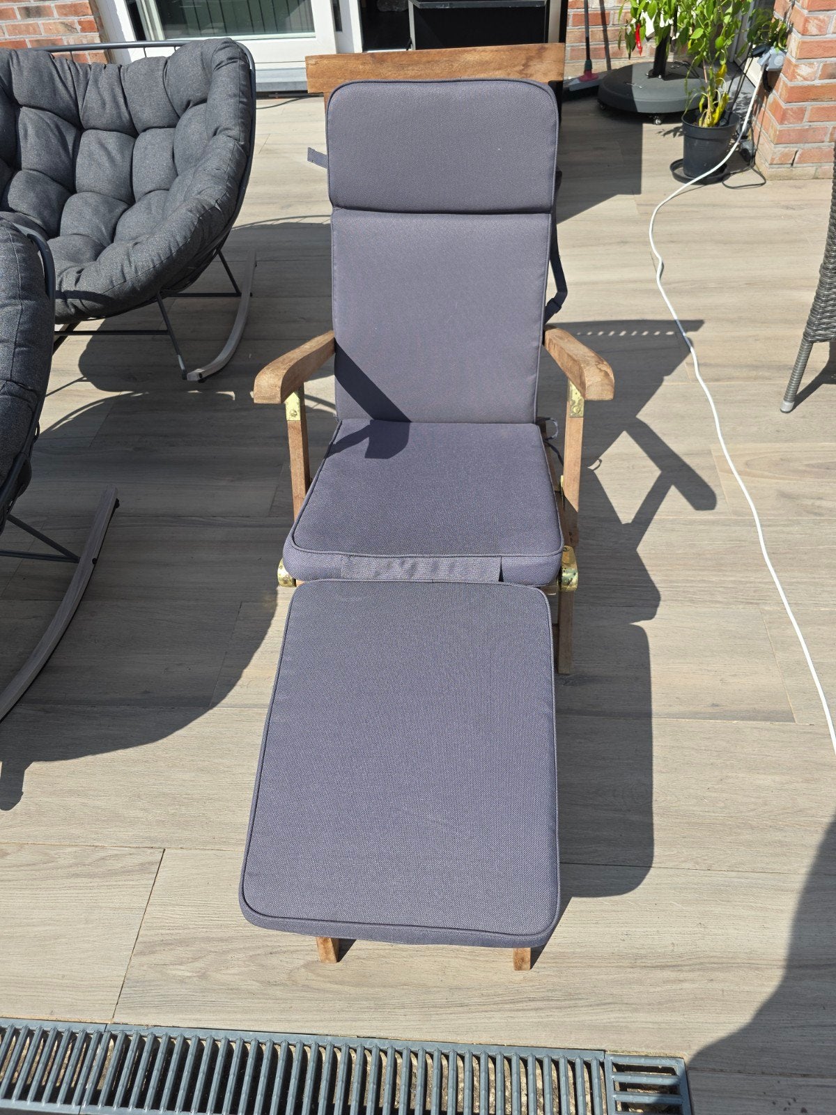 houten relax stoel met kussen, Tuin en Terras, Ophalen