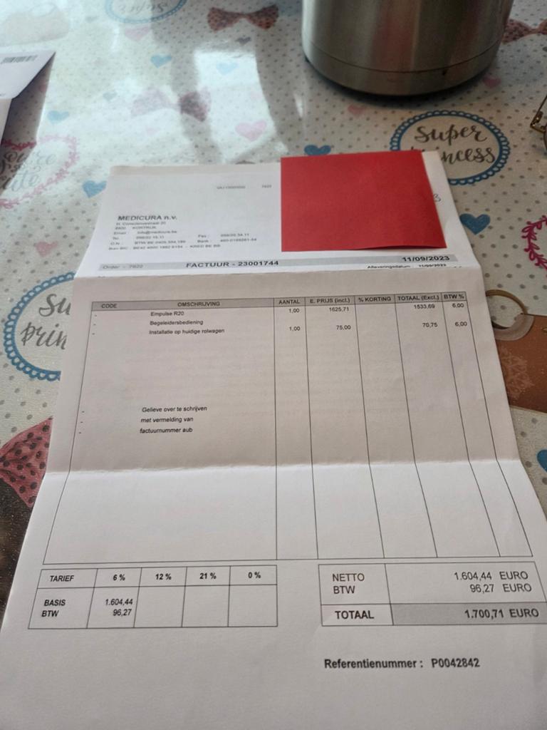 Rolstoel met wielaandrijving merk vermeire, Enlèvement