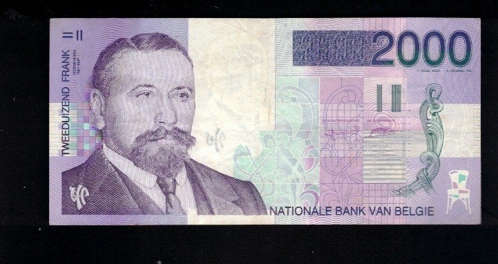 Billet belge 2000 Frank - Victor Horta - 3, Enlèvement ou Envoi, Billets en vrac