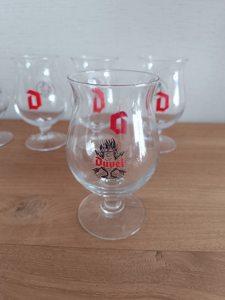 6 splinternieuwe DUVEL glazen met de rode D, Verzamelen, Ophalen of Verzenden, Nieuw, Glas of Glazen, Duvel