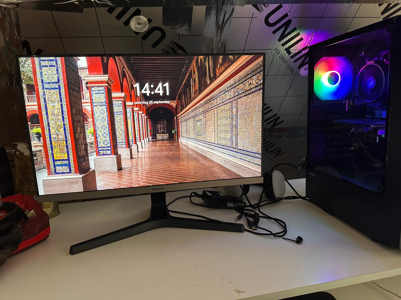 Custom game pc met monitor 24inch, HDD, Comme neuf, Enlèvement, Gaming