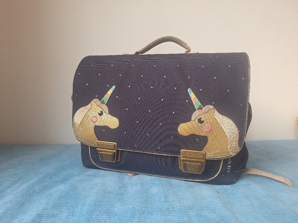 Jeune Premier Classic Boekentas Midi Unicorn Blue, Ophalen, Gebruikt, Blauw, Aktetas of Boekentas