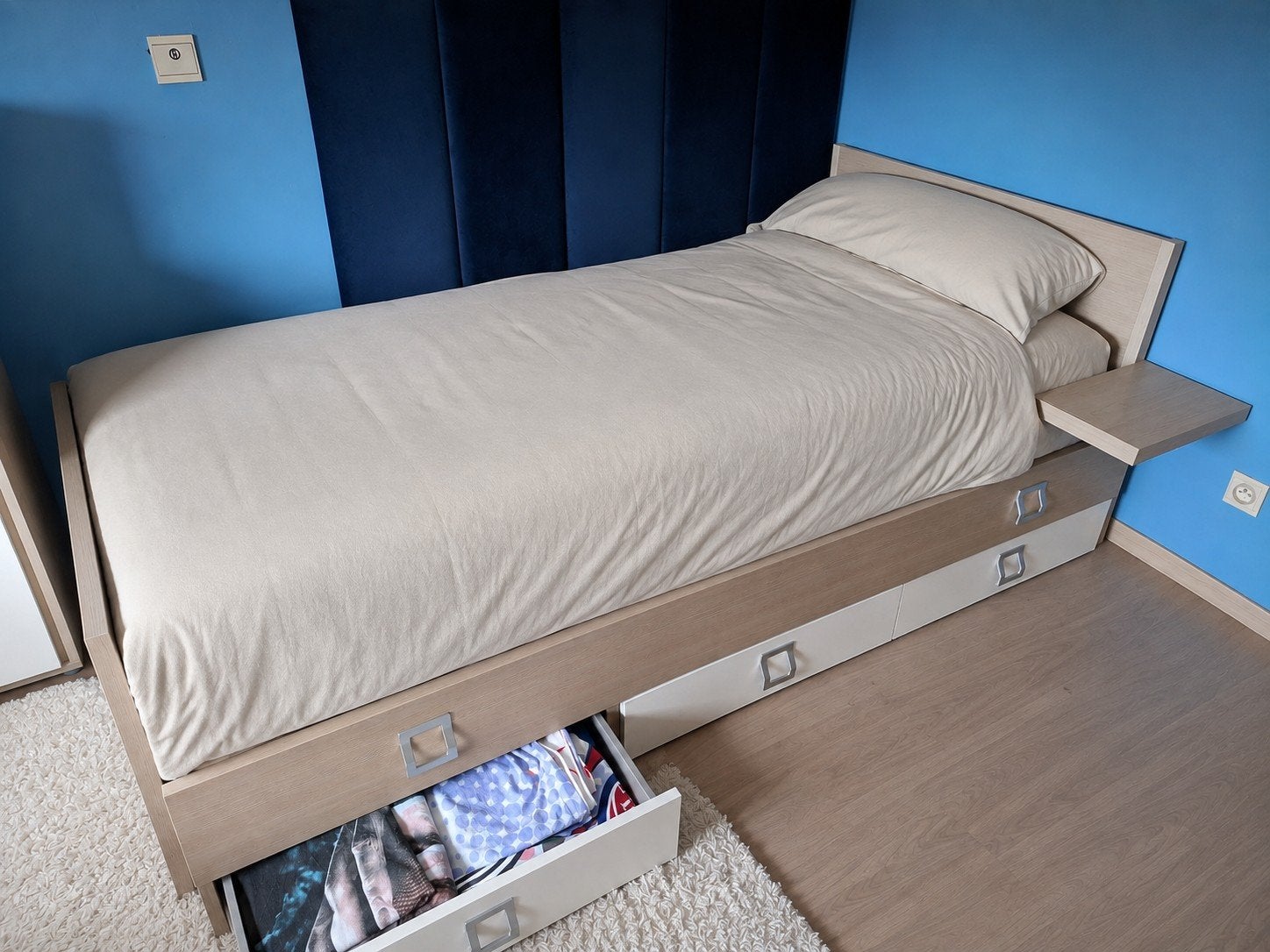 Eénpersoonsbed met matraslade en schuiven, Kinderen en Baby's, 85 tot 100 cm, Gebruikt, 180 cm of meer, Ophalen