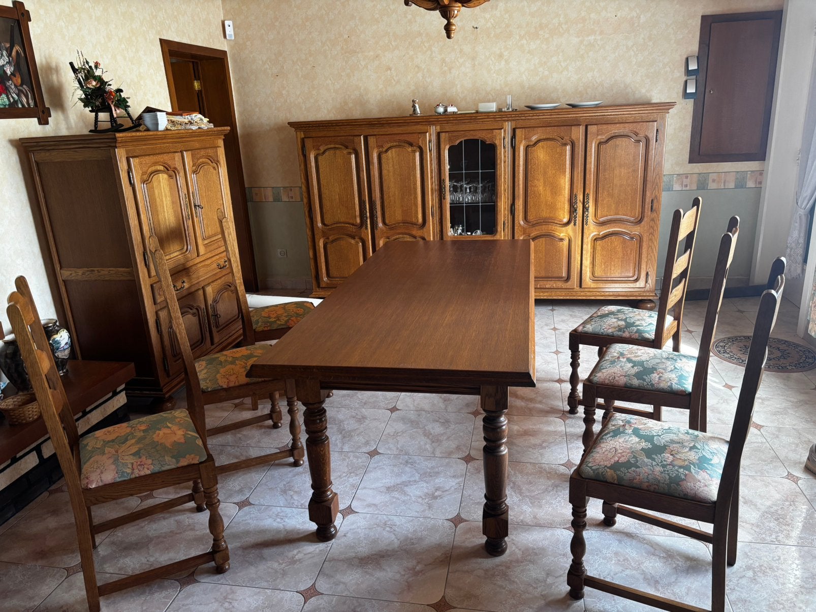 Salle a manger complete en chene, Maison & Meubles, Salles à manger complètes, Enlèvement, Comme neuf, 6 à 8 chaises