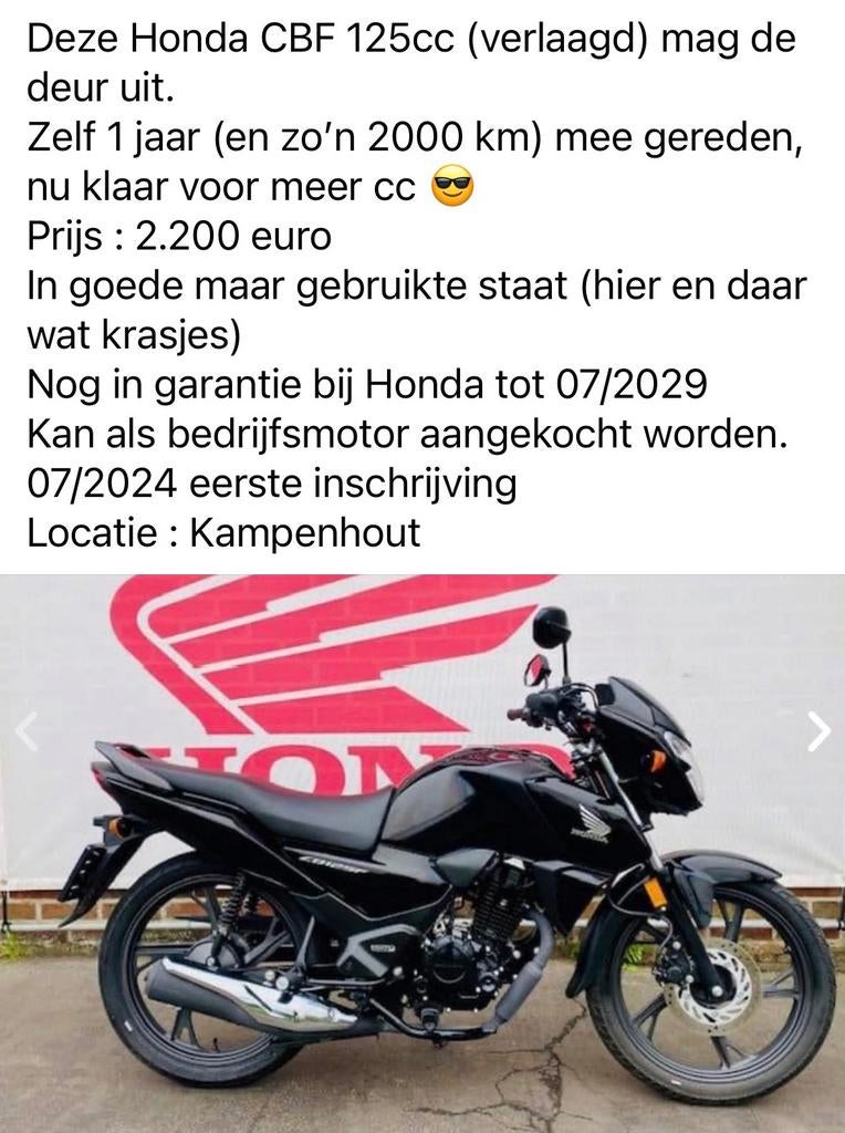 Honda cbf 125, Motoren, Gebruikt, Particulier, 125 cc, 11 kW of minder