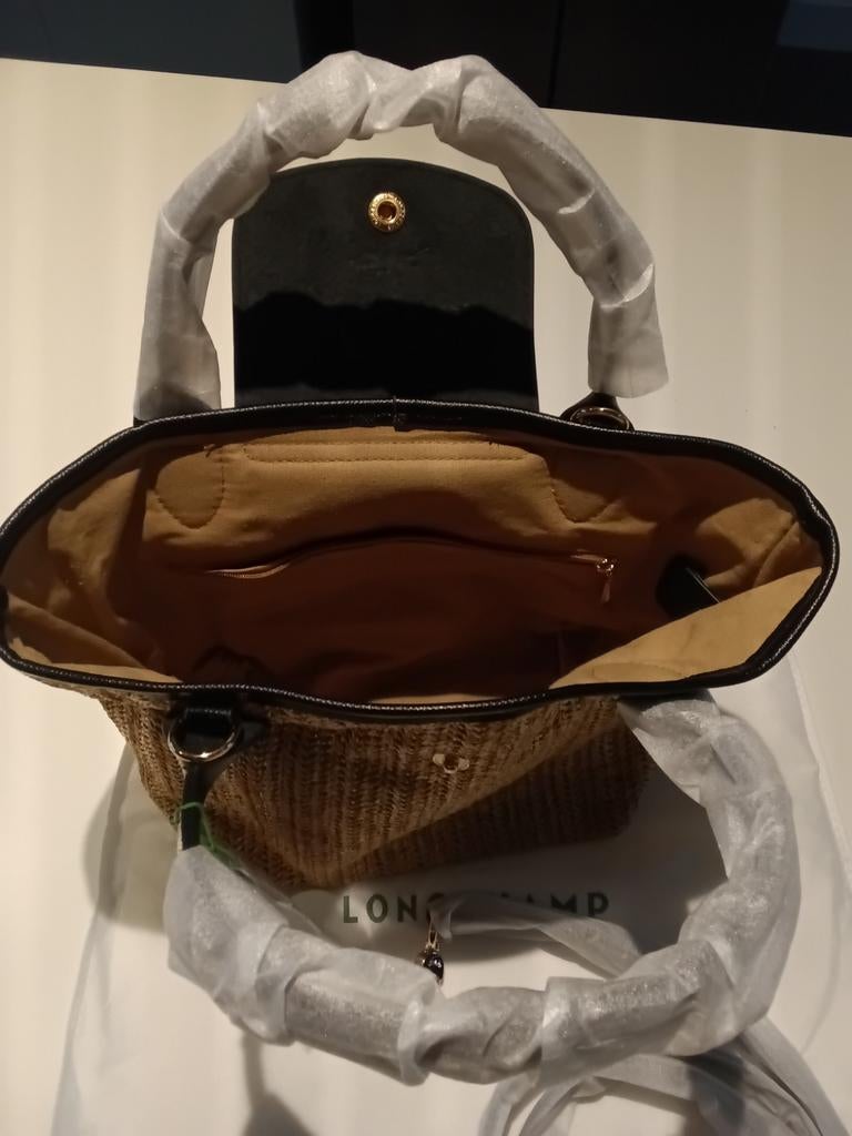 Longchamp handtas stro lichtgewicht met schouderriem, Ophalen of Verzenden