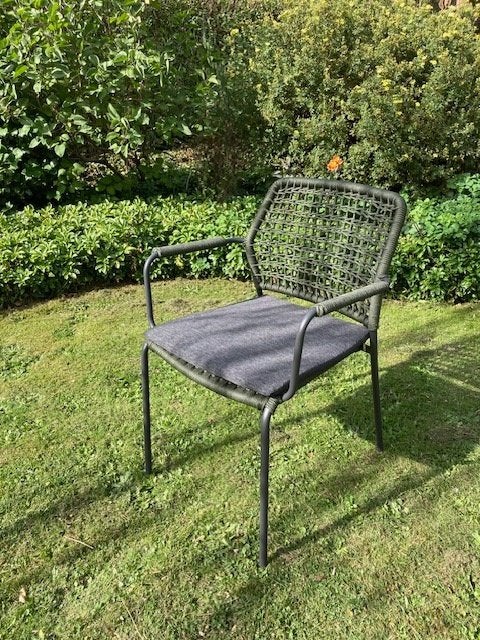 11 chaises de jardin tressage vert bouteille, Ophalen, Zo goed als nieuw, Overige materialen, Stapelbaar