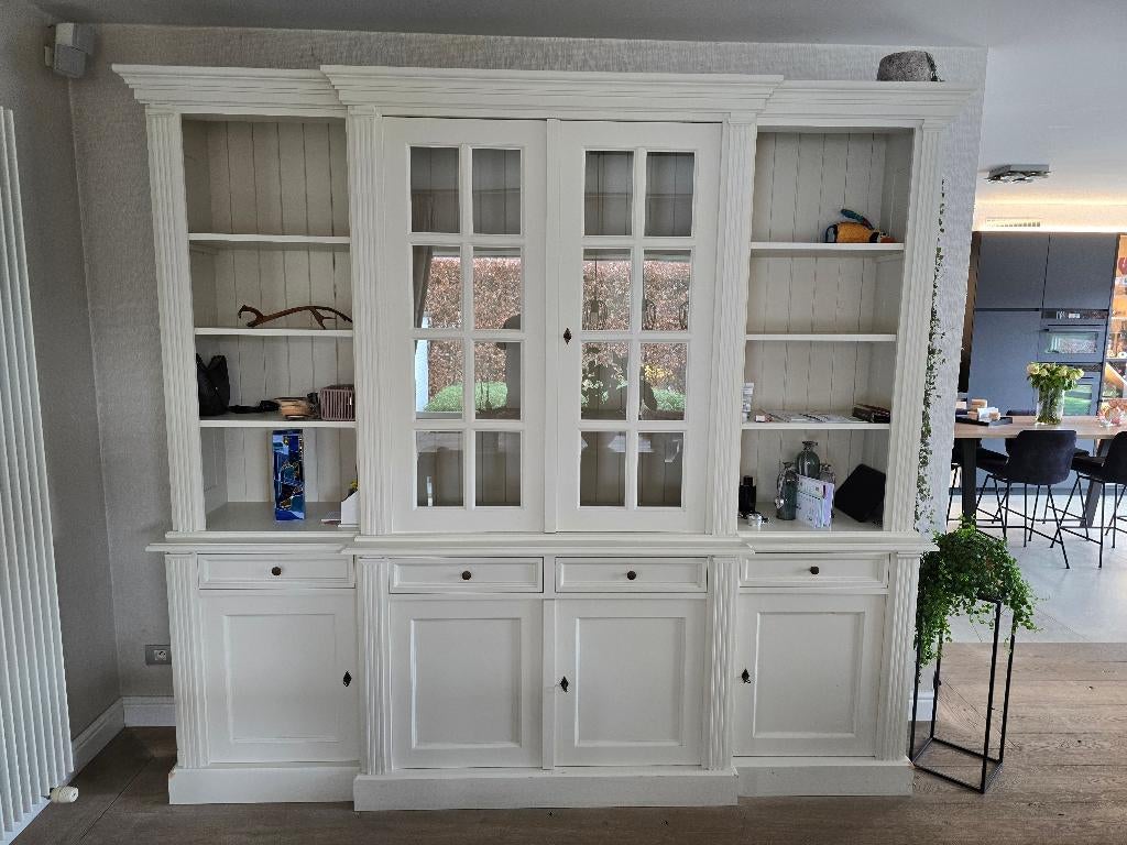 Vitrinekast landelijke stijl, Ophalen, Met deur(en), 200 cm of meer, 200 cm of meer