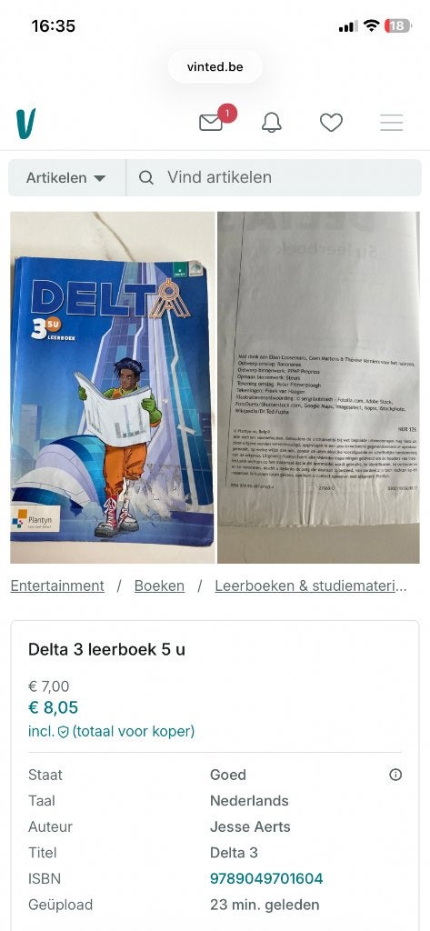 Delta 3 5u, Boeken, Ophalen, Zo goed als nieuw, ASO, Wiskunde A