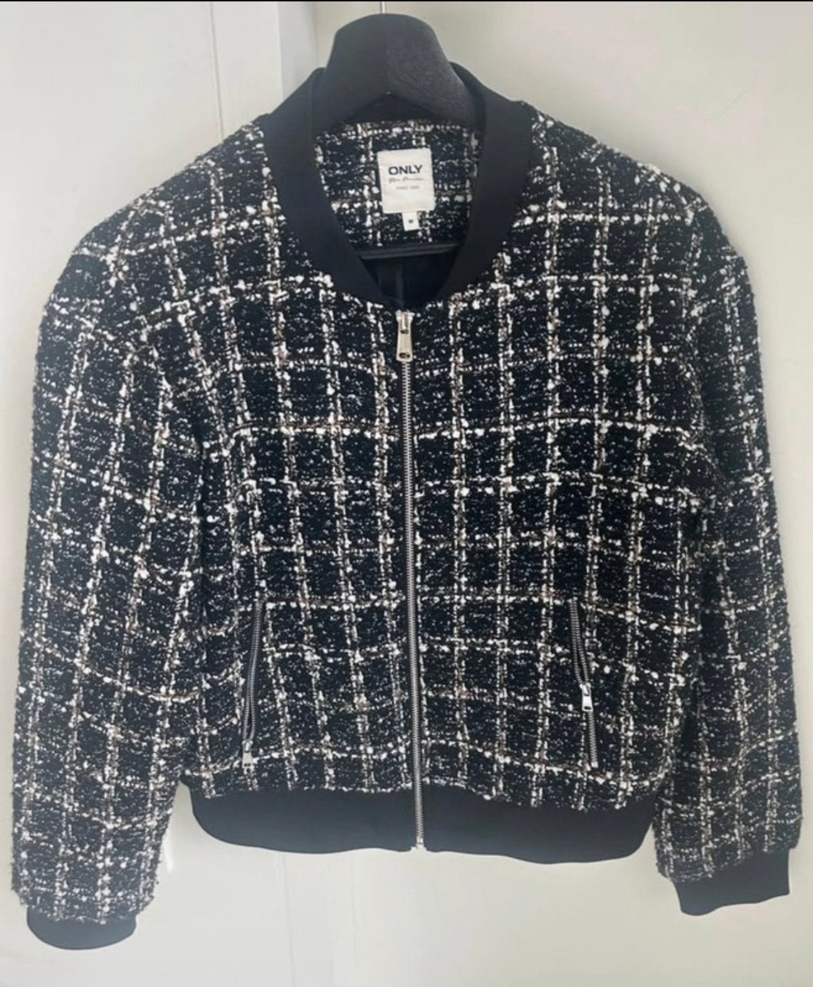 Geruit bombervest - Only - medium, Kleding | Dames, Maat 38/40 (M), Zwart, Ophalen of Verzenden, Zo goed als nieuw
