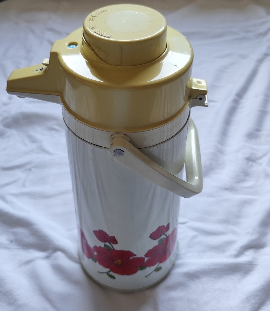 Thermos vintage à pompe – Pichet isotherme à fleurs, Antiek en Kunst, Ophalen