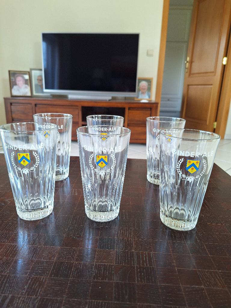 6 Ginder Ale glazen, Ophalen, Zo goed als nieuw, Bierglas
