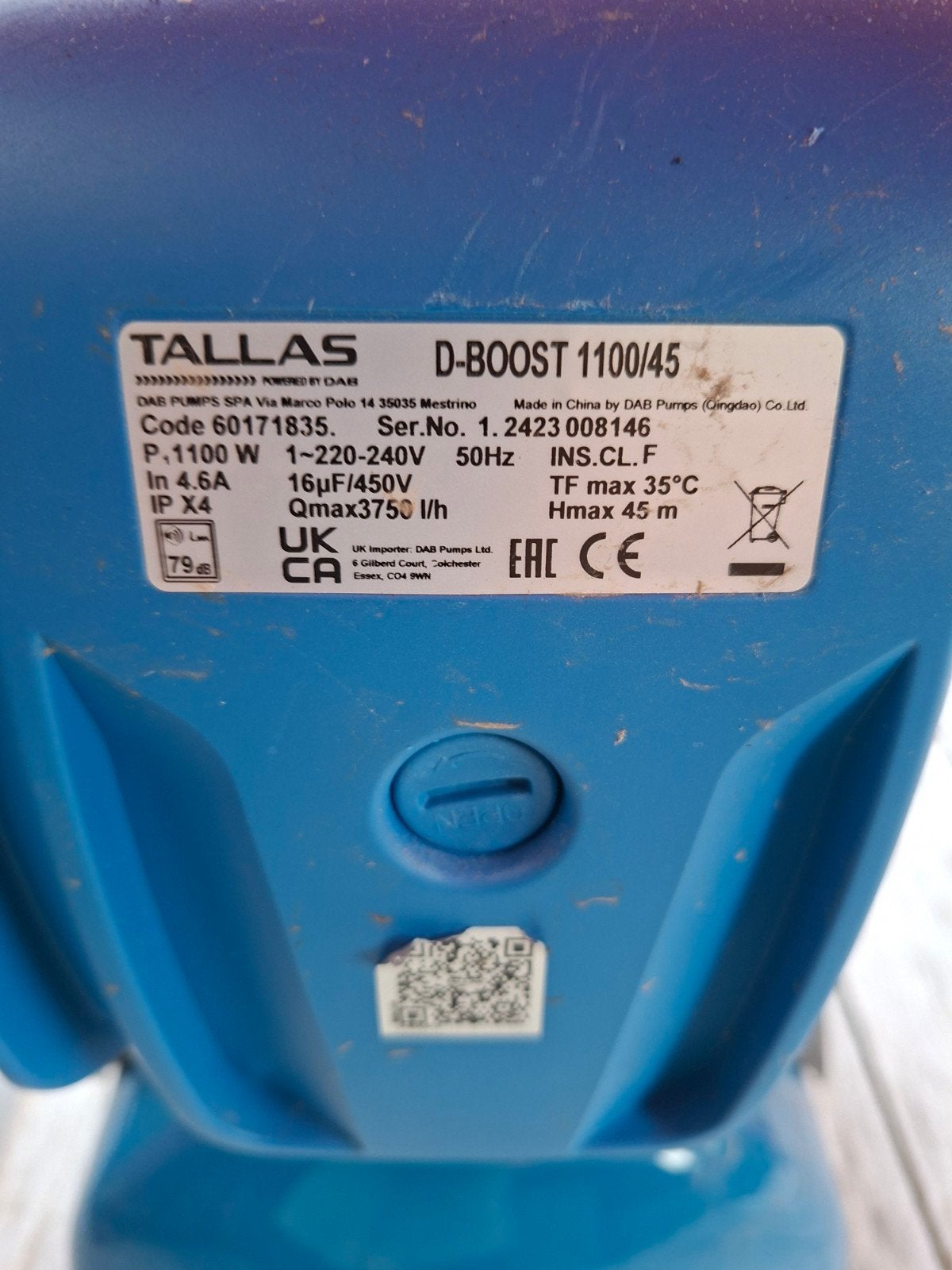 Tallas waterpomp, Ophalen