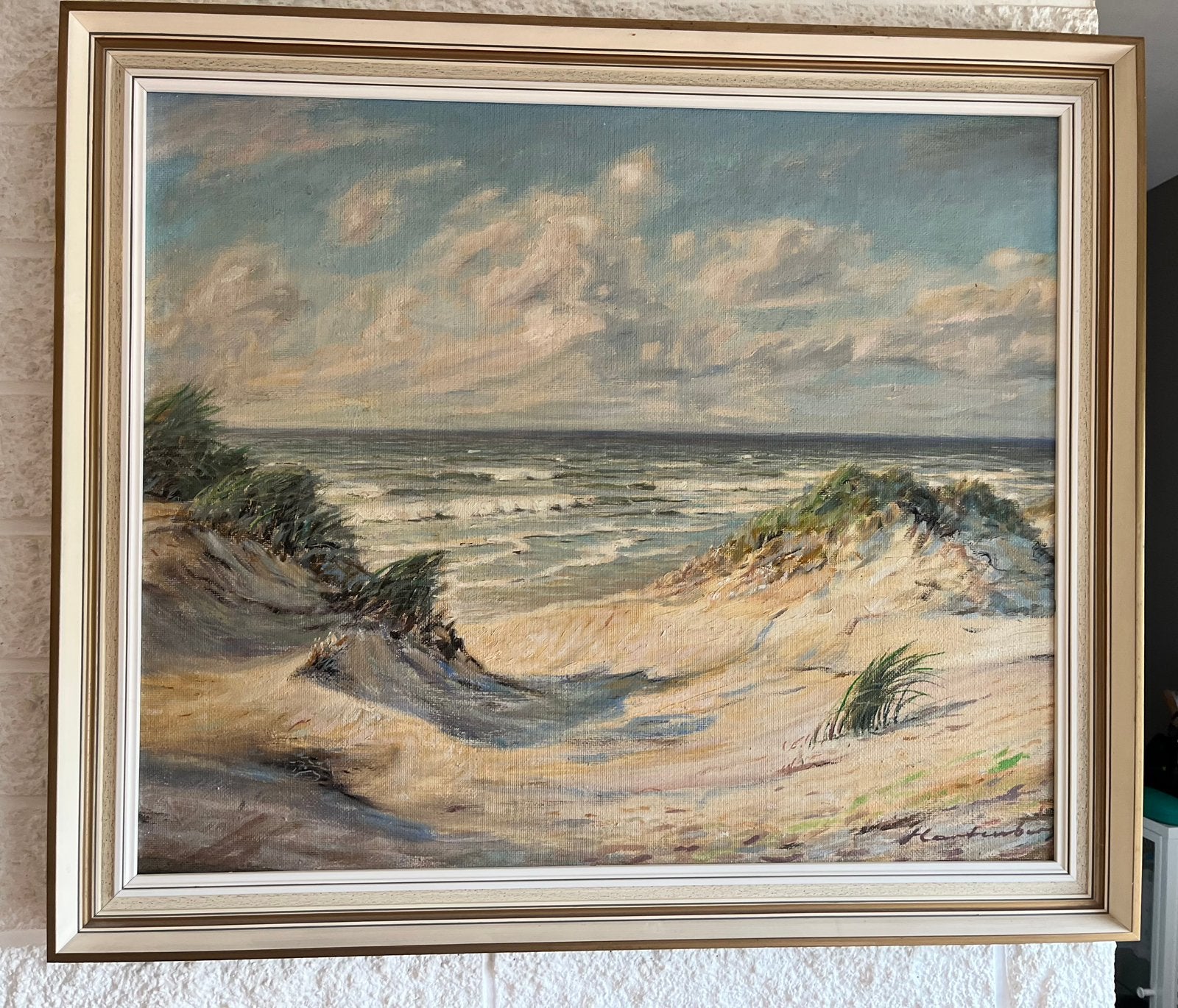 Toile marine signée, Antiquités & Art, Enlèvement, Signé, Toile
